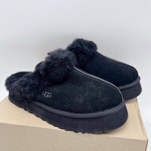 UGG Disquette Slide Slipper Shearling Platform Sandal Black Women's US 12 NEW!!!